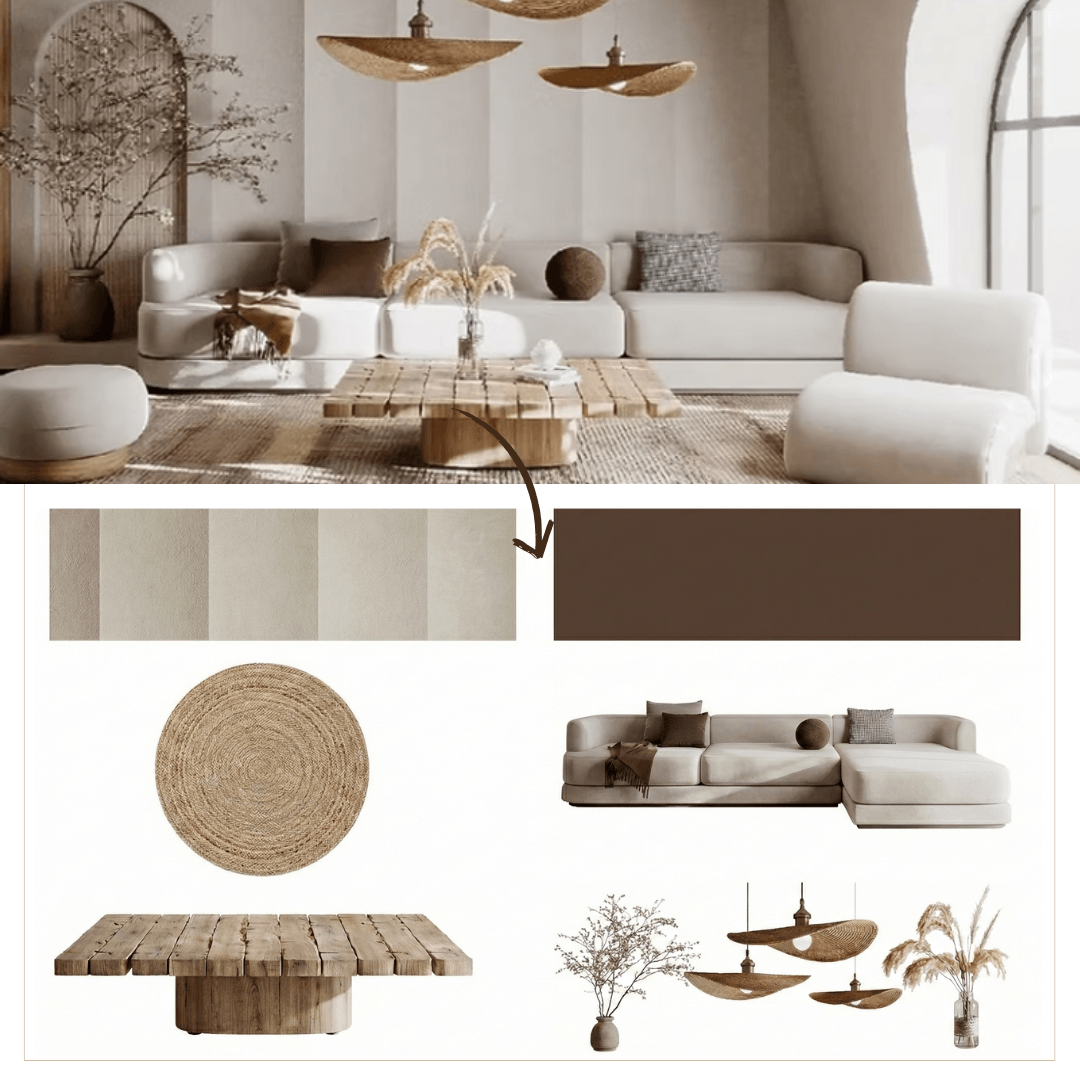 AI-val készült lakberendezési moodboard