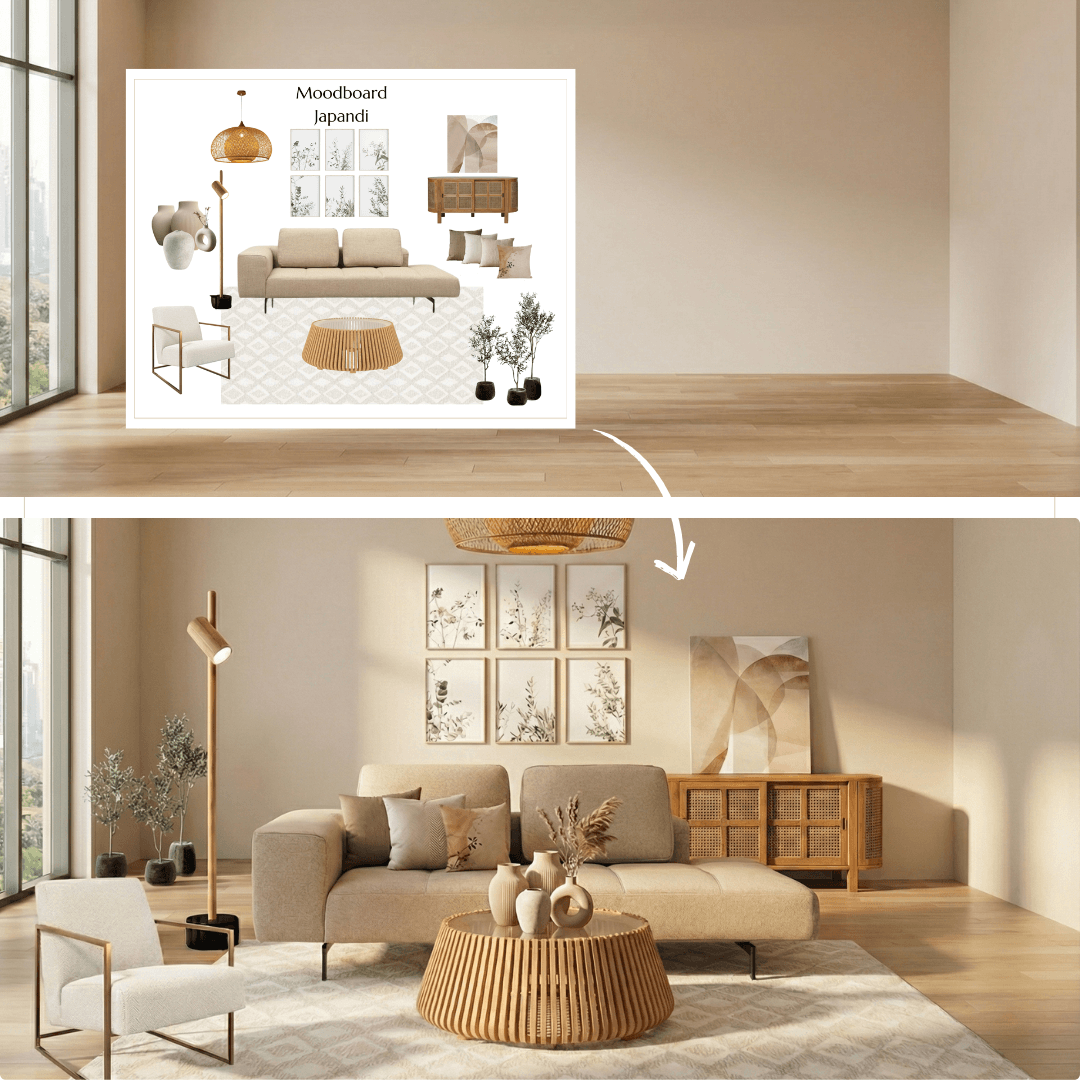 Moodboardból kész enteriőr mesterséges intelligencia segítségével