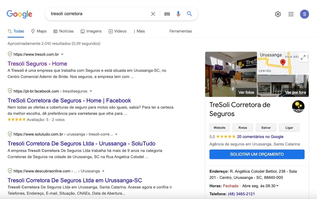 Google Search Mockup
