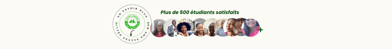 Bannière témoignages AMA – Plus de 500 étudiantes et étudiants satisfaits du programme AMA Succès Déclic