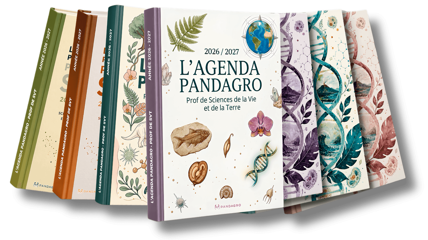Les 7 couvertures de l'Agenda Pandagro Prof de SVT 2026-2027