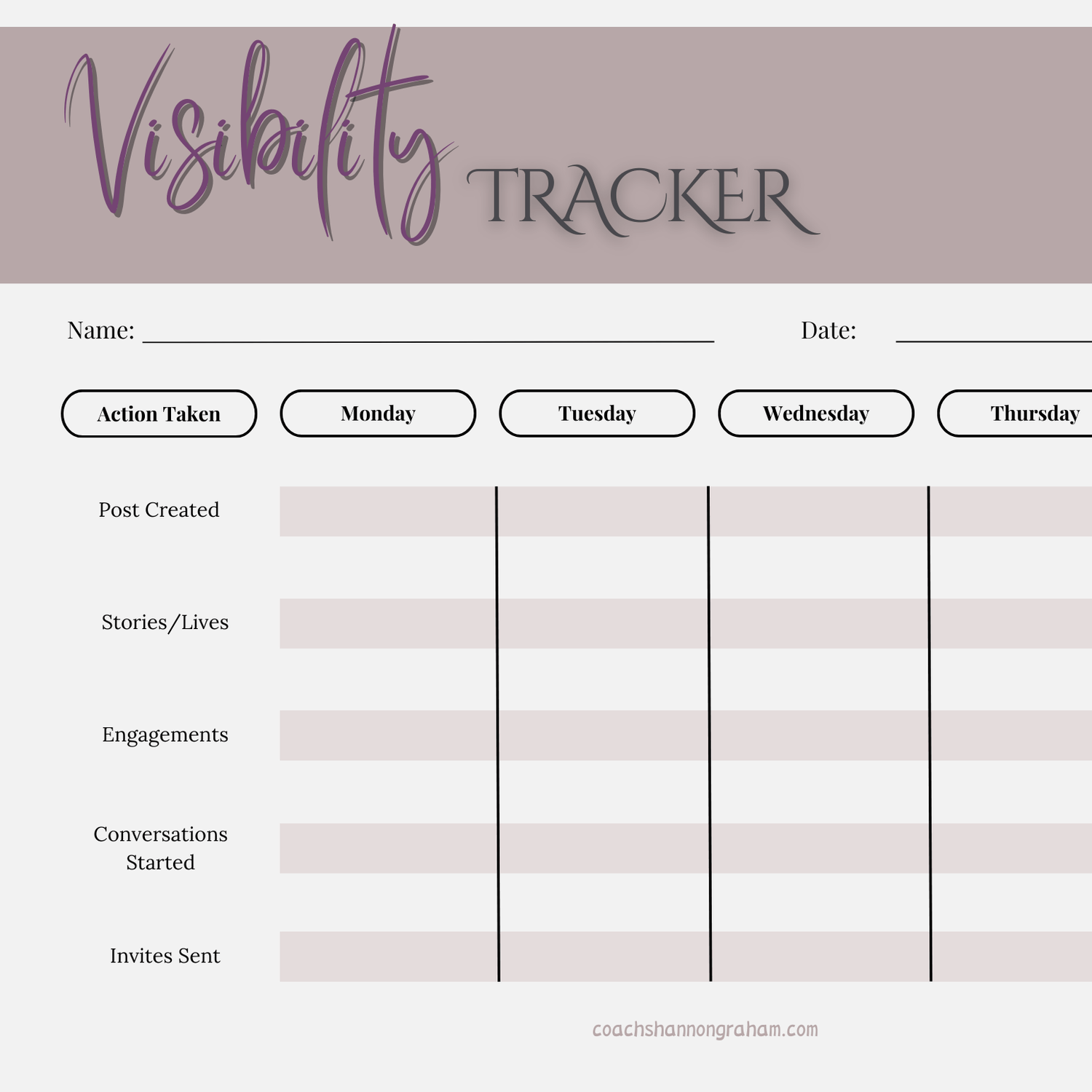 Coaching Action Plan Visibility Tracker