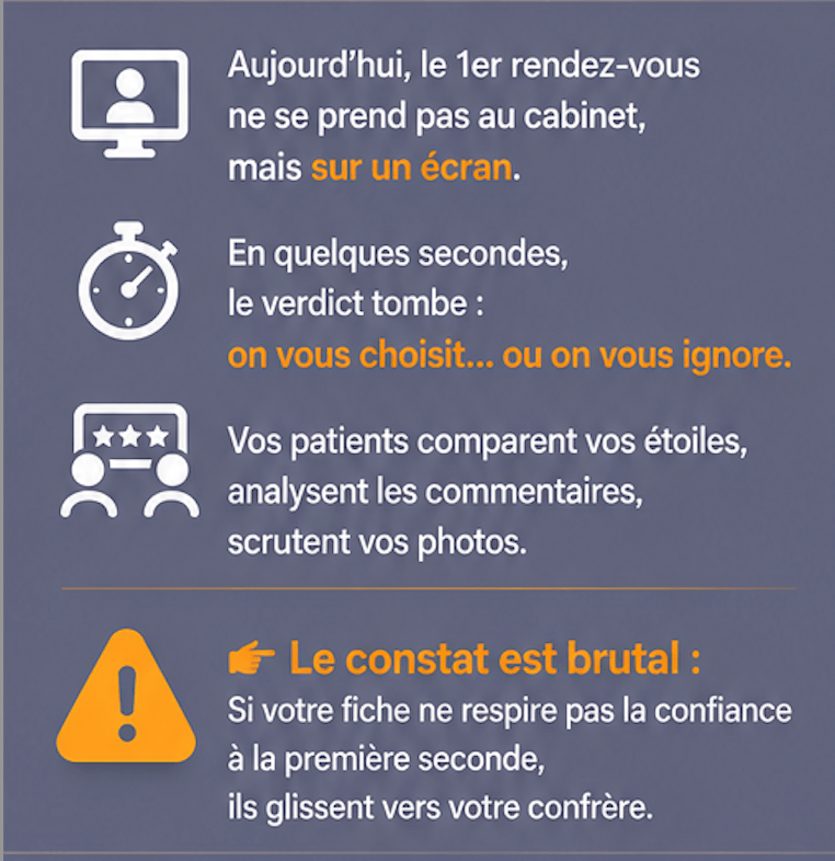 1er rendez sur un ecran - patients comparent étoiles et avis - besoin de confiance