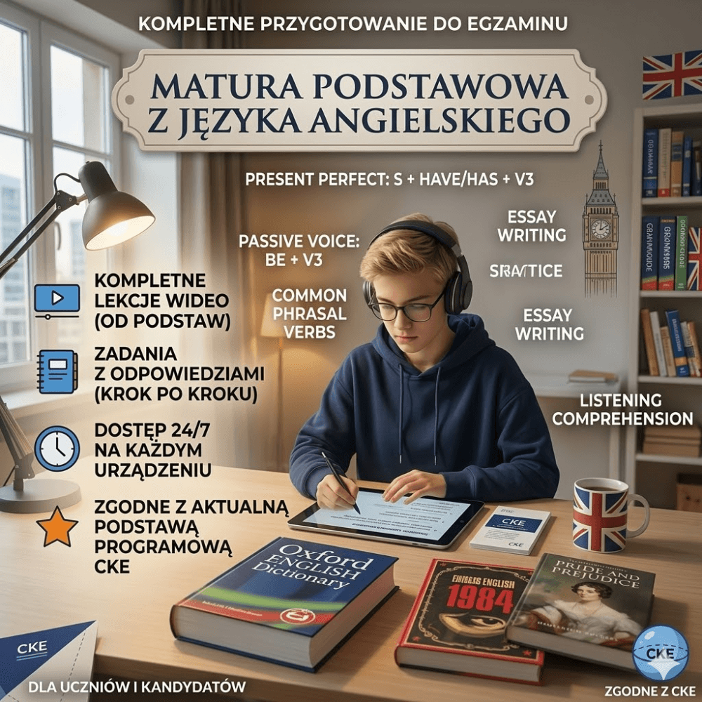 MATURA PODSTAWOWA Z ANGIELSKIEGO - NAJTAŃSZY KURS ONLINE