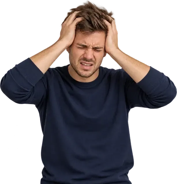 Stressed founder holding his head in his hands