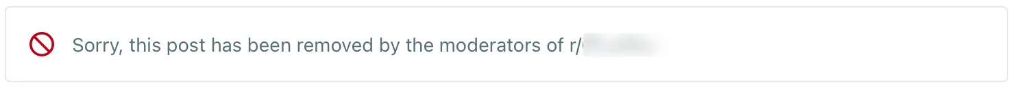 Reddit notice: Sorry, this post has been removed by the moderators
