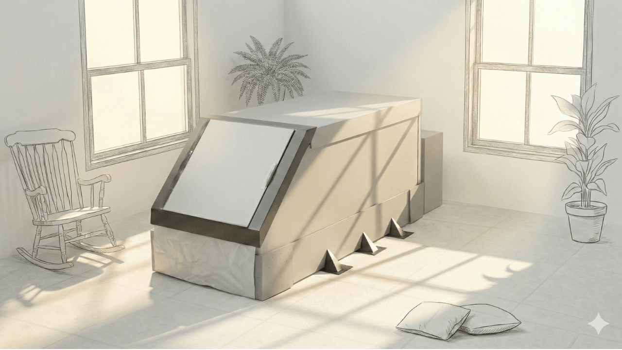 The Float Tank in the Living Room - image rendered by Gemini AI since no photos have survived.