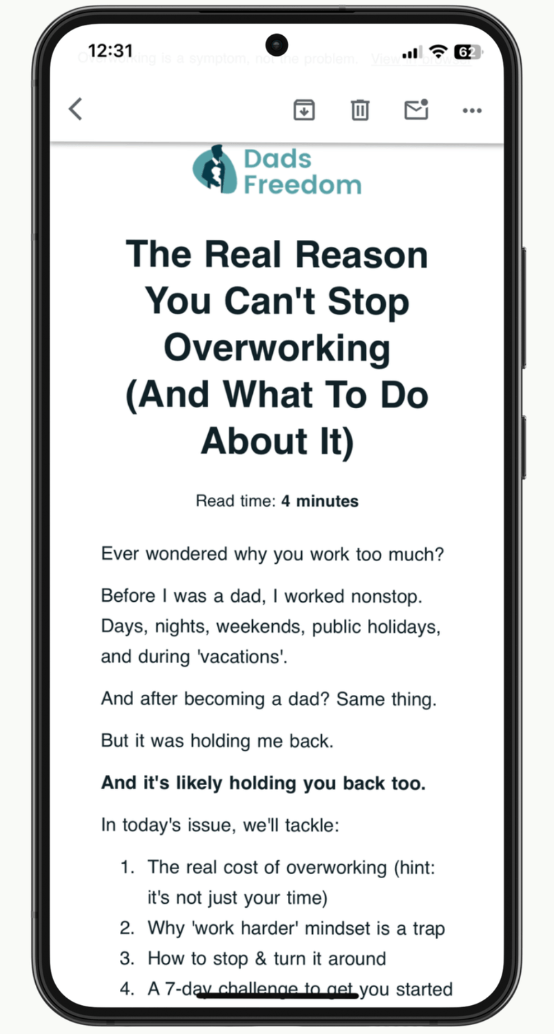 Example of the Dads Freedom Newsletter