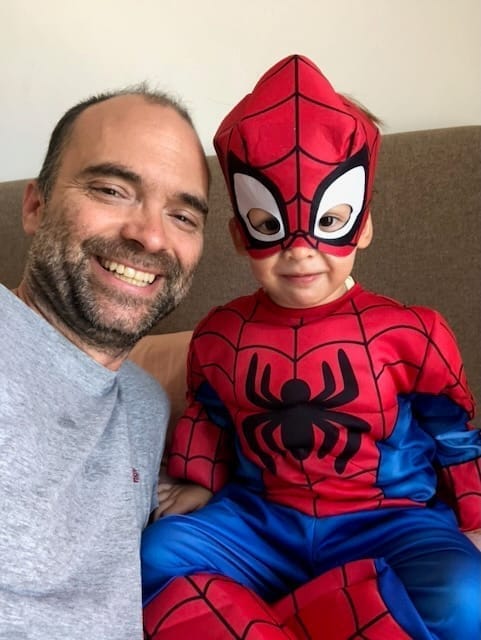 Fred Figueiredo and his 3-year-old son, Spiderman :)