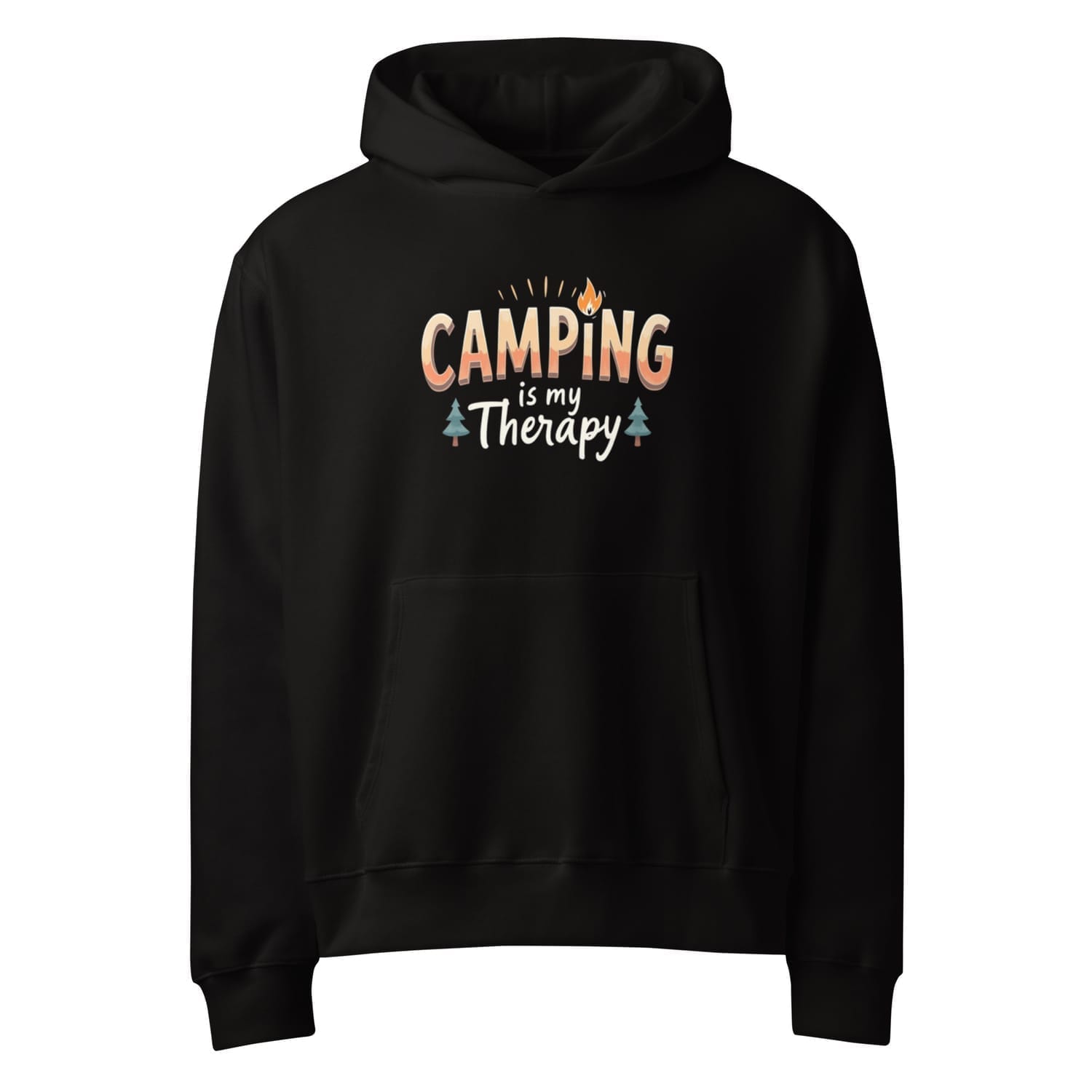 Camping is my therapy black soft hoodie