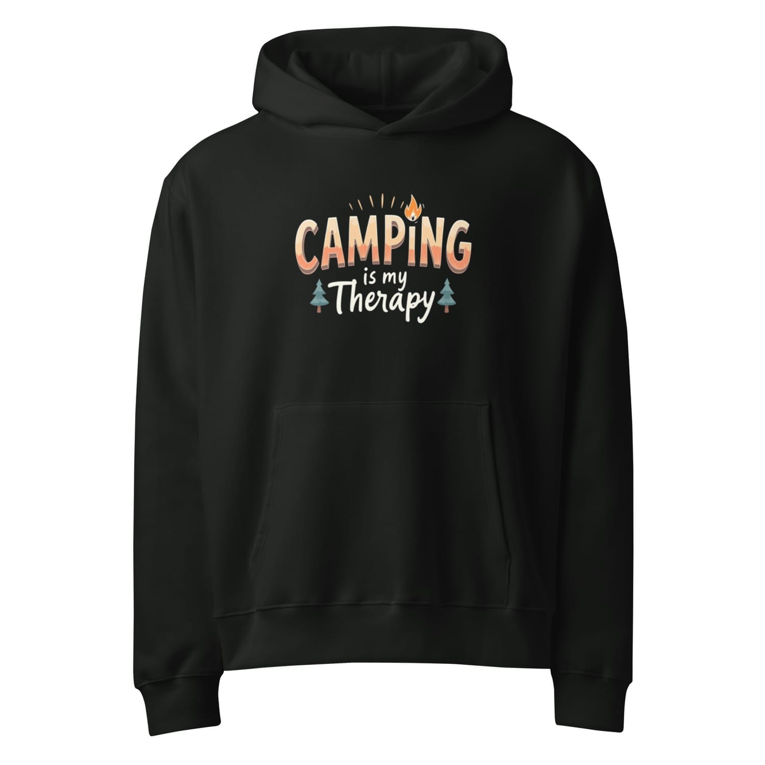 Camping is my therapy vintage black soft hoodie