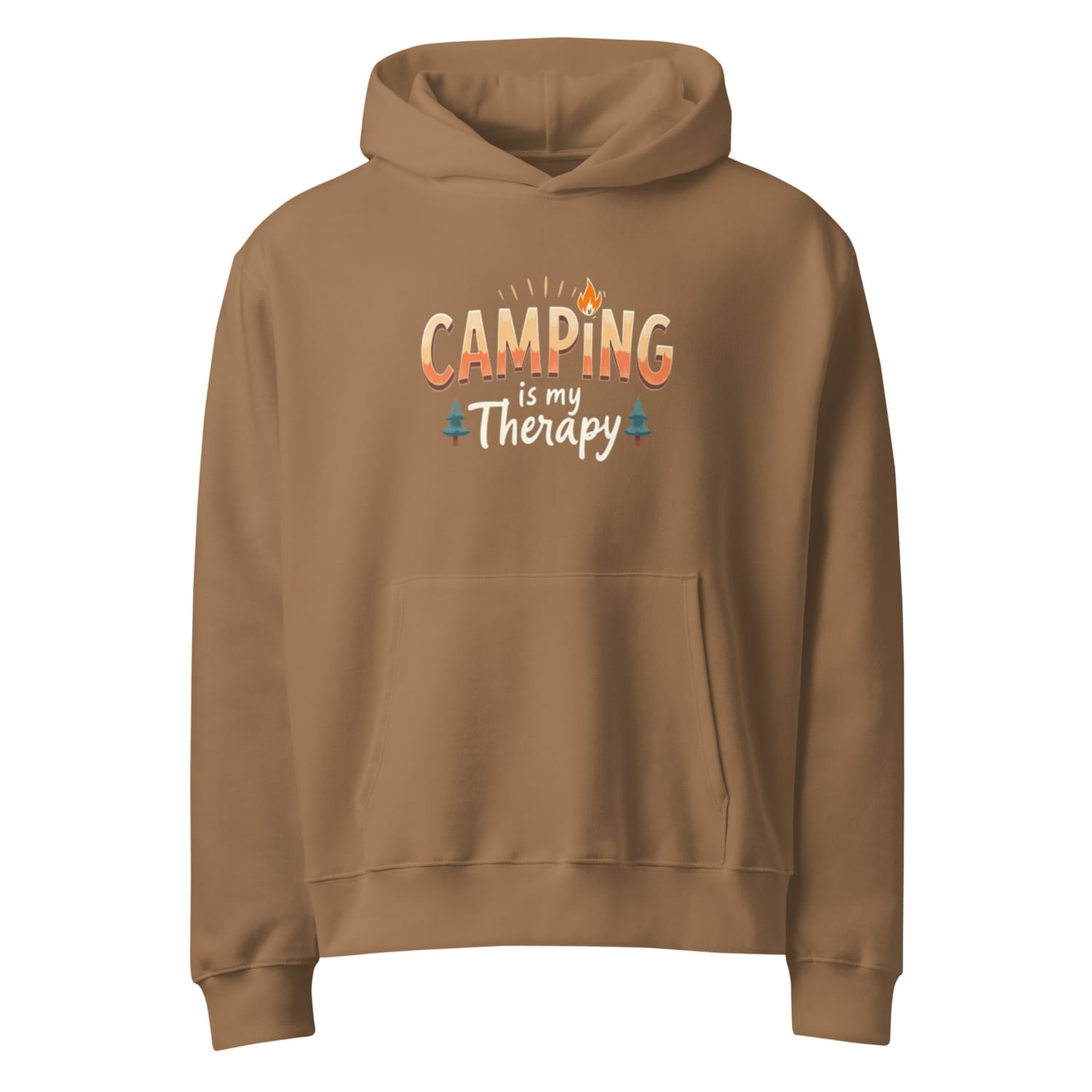CAMPING IS MY THERAPY vintage brown soft hoodie