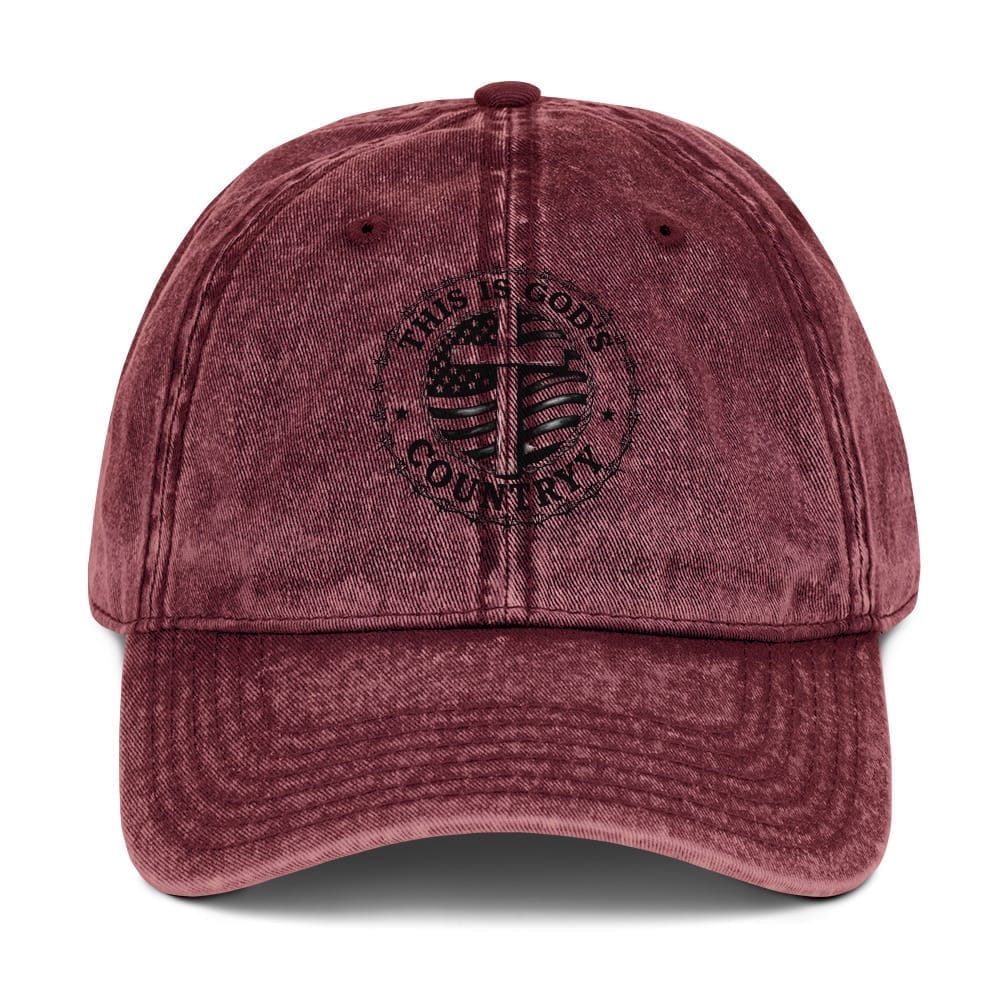 This is God's Country maroon vintage cotton twill cap