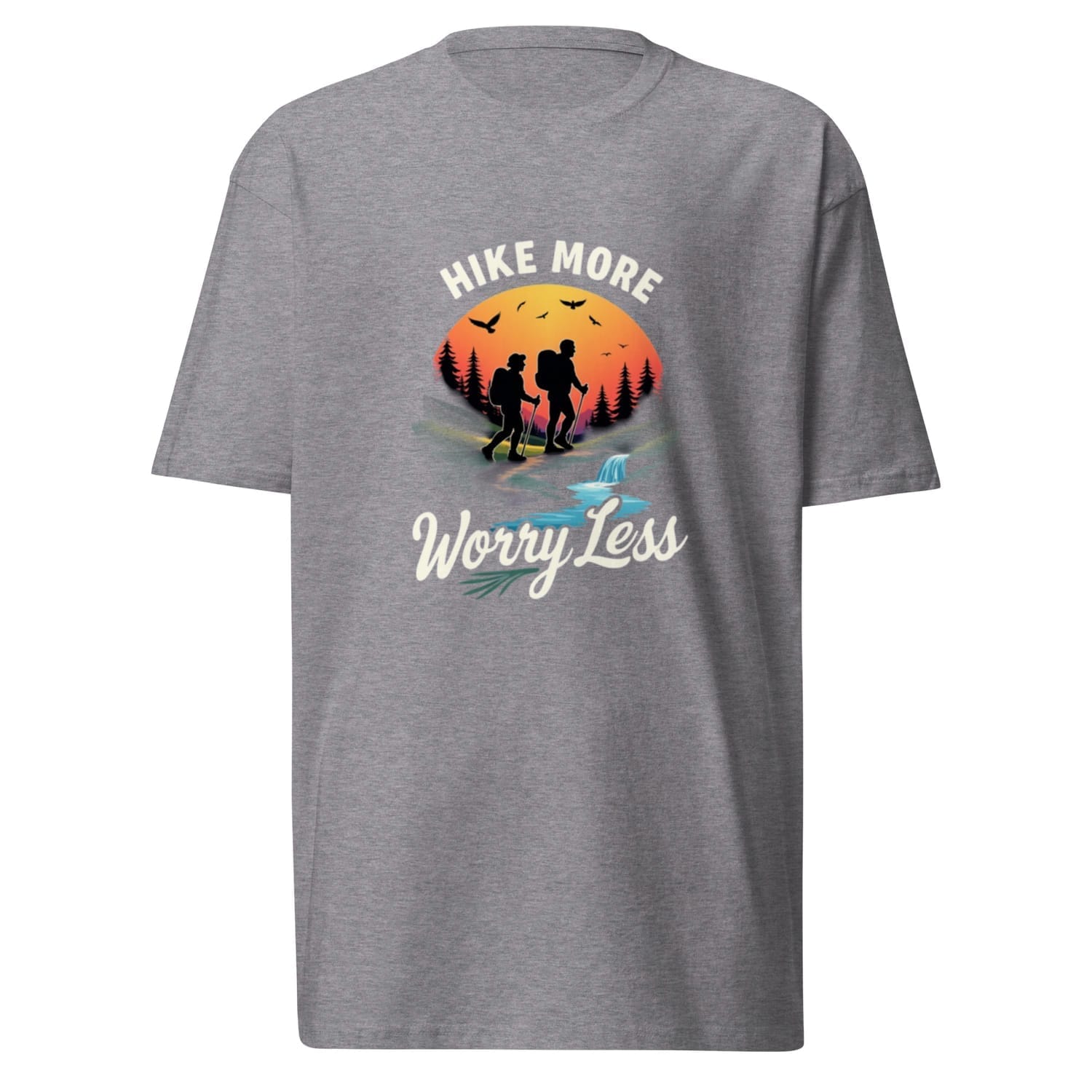 Hike More Worry Less Colorful Gray T Shirt