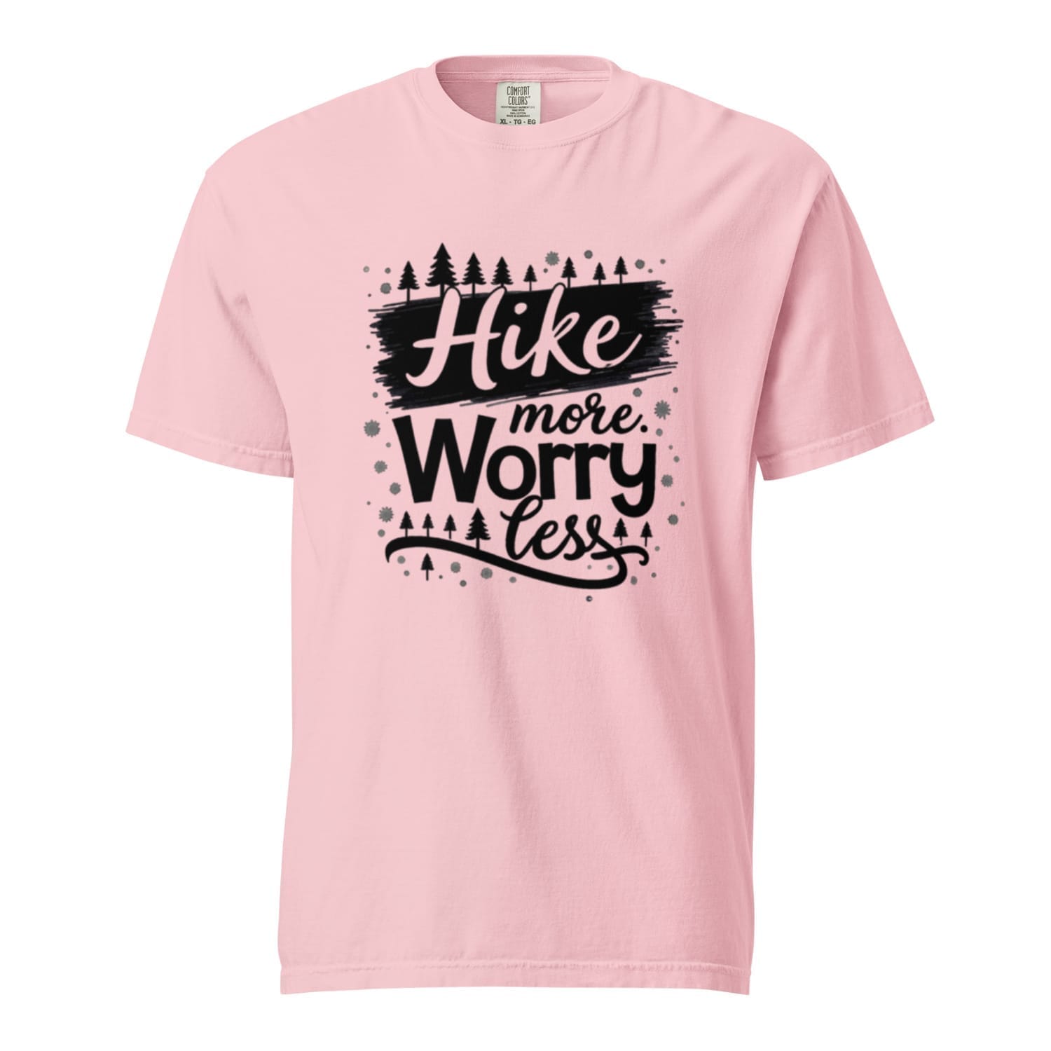 Hike More Worry Less B&W Blossom Pink T Shirt