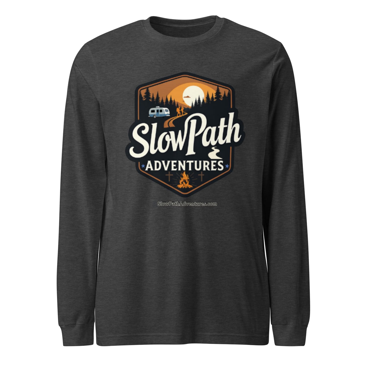 Dark Gray Heather Slow Path Adventures Long Sleeved T Shirt