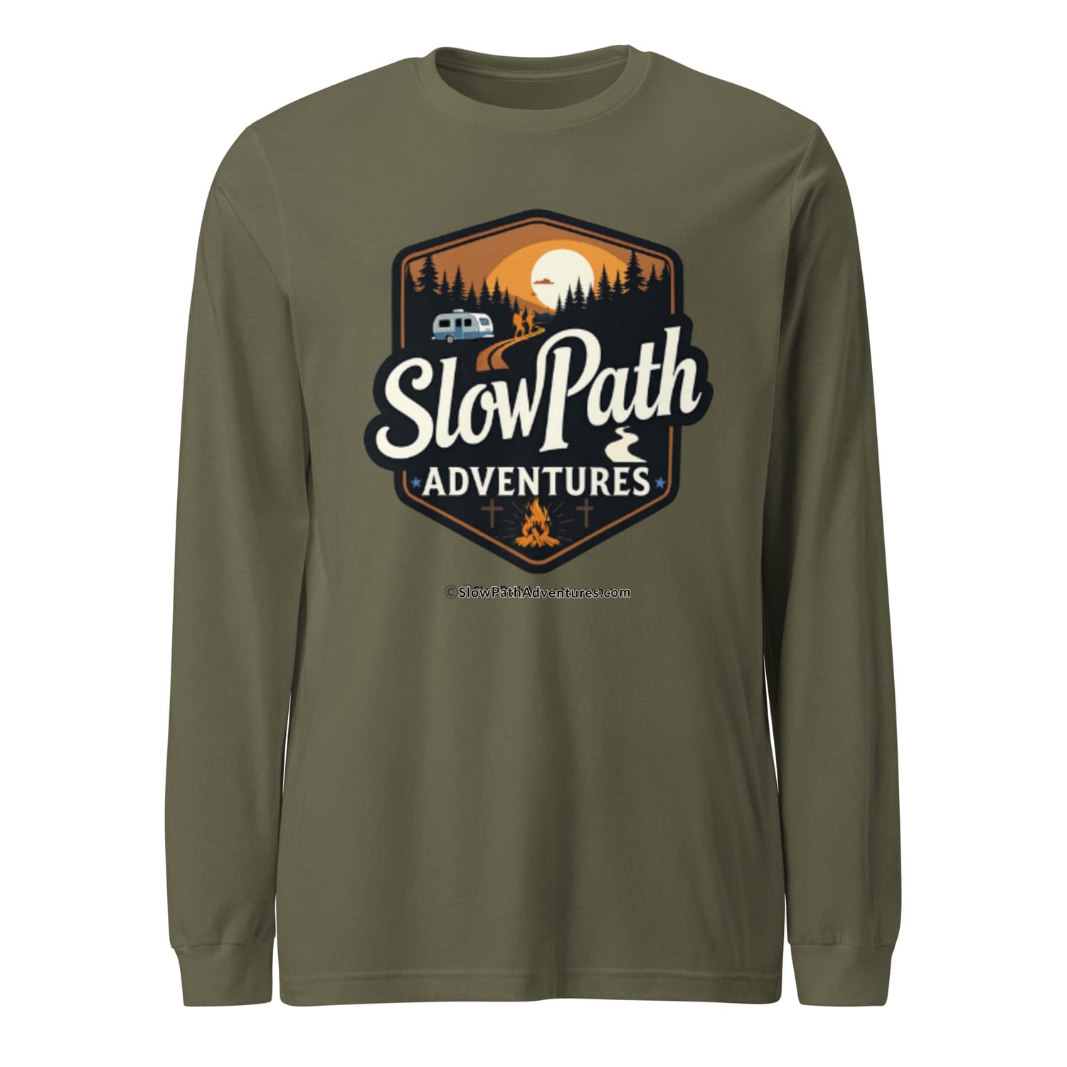 Military Green Slow Path Adventures Long Sleeved T Shirt