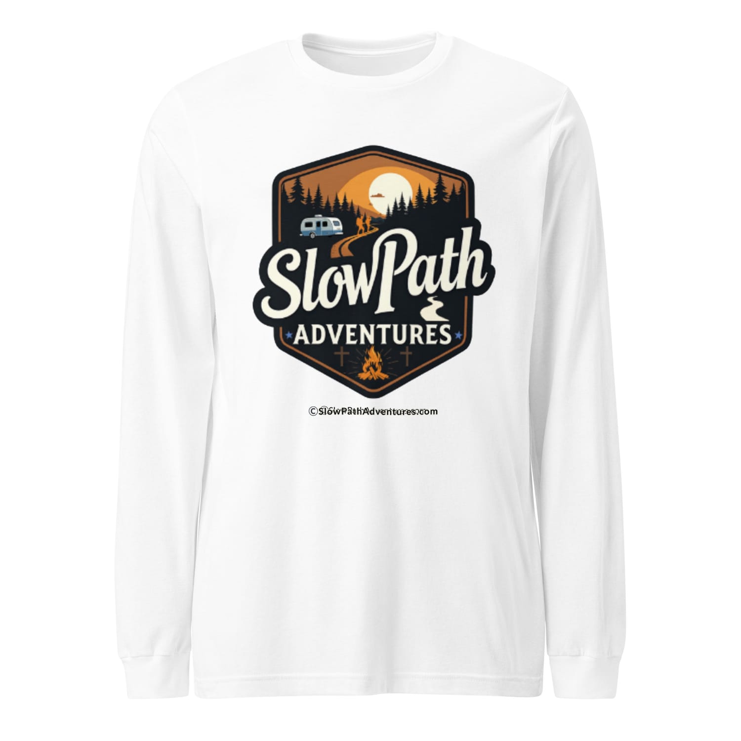 White Slow Path Adventures Long Sleeved Logo T Shirt