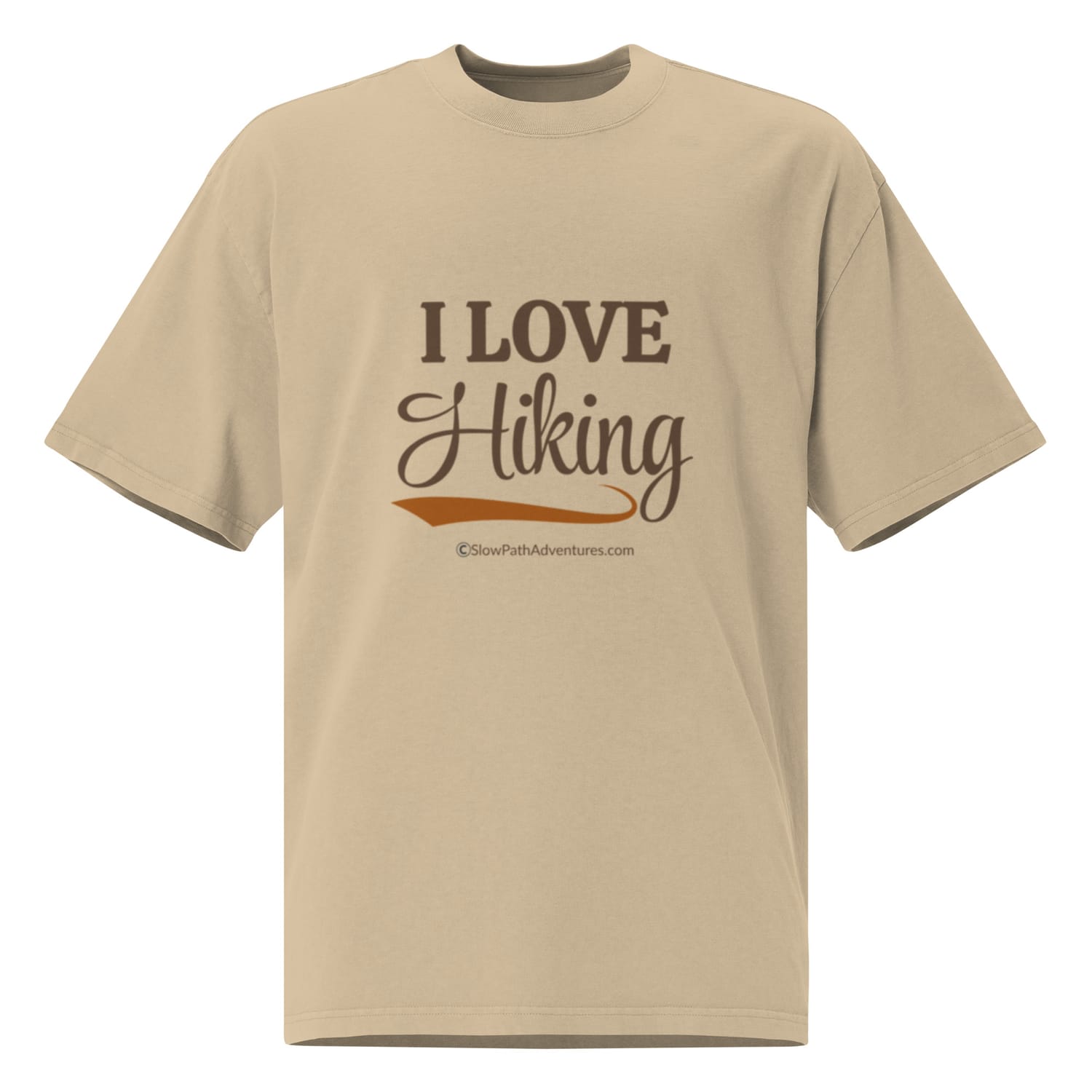 Khaki I Love Hiking Oversized T Shirt