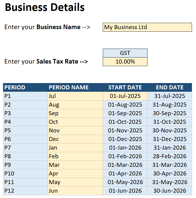 business details australia bookkeeping template