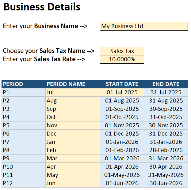 business details global bookkeeping template