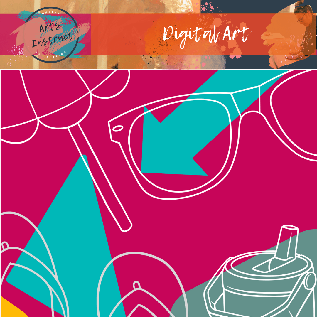 Get inspired by everyday objects and bold colours to create a digitally inspired version of the work of Michael Craig Martin.