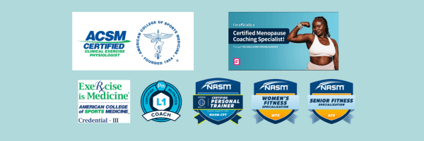 Priya Dass certifications - ACSM, NASM, Precision Nutrition Certified Coach, Menopause Specialist