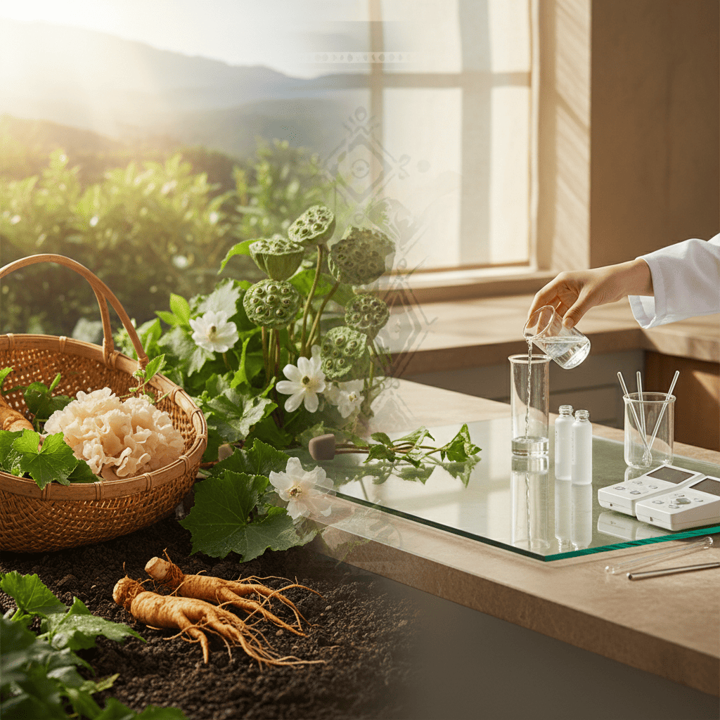 Natural nourishment formulation workspace combining Yunnan botanical extracts with advanced green fractionation technology