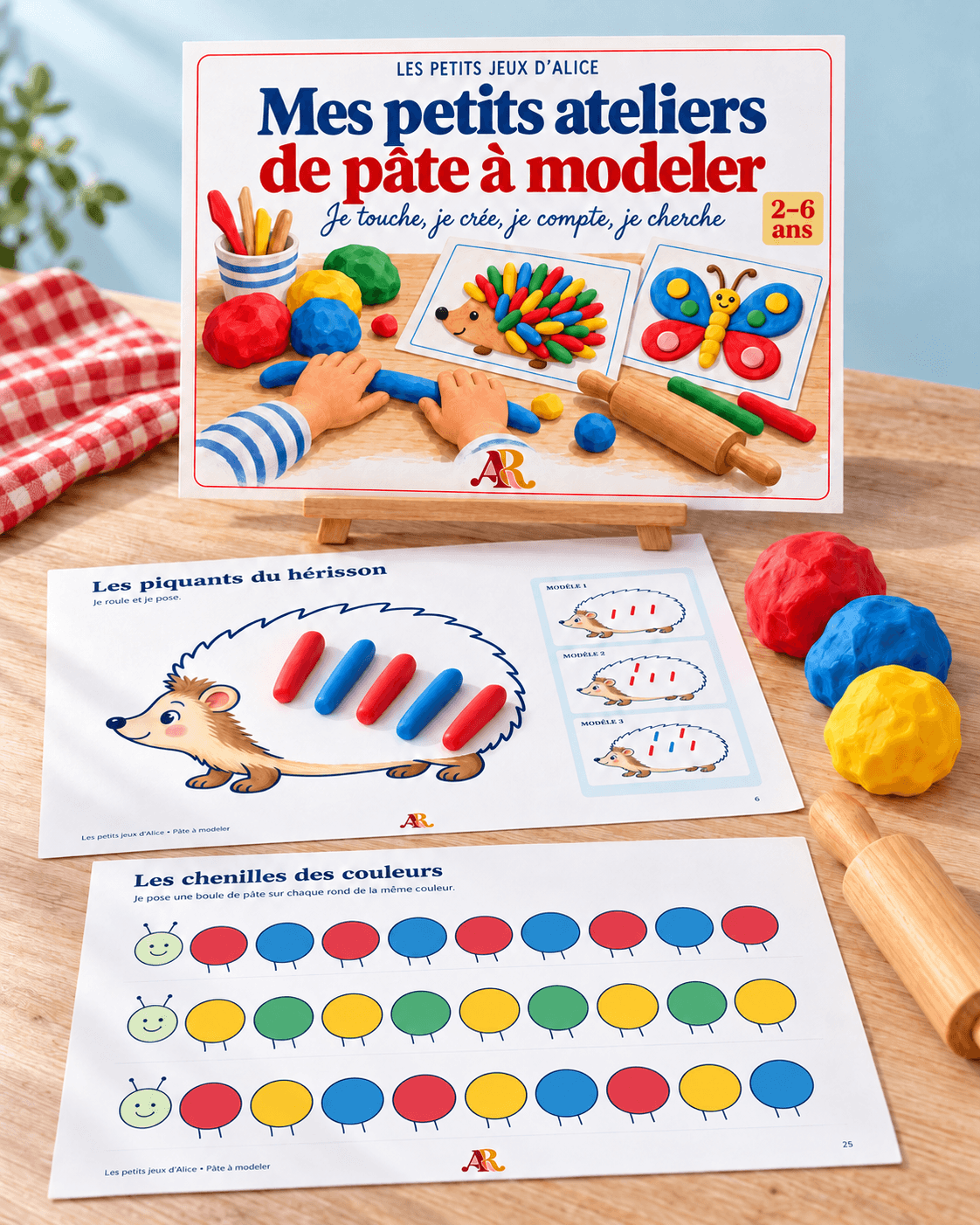 Ateliers de pâte à modeler : planches illustrées et chenilles de couleurs
