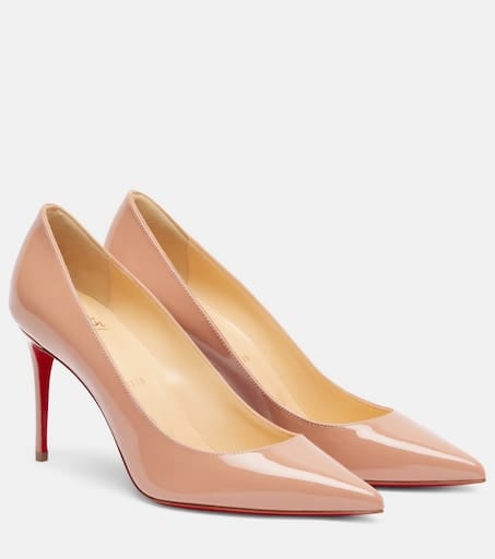 Christian Louboutin Kate 85 pump beige patent leather red sole — luxury investment shoes women 2026 — aecreativ.eu