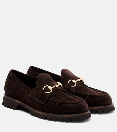 Gucci Sylke Horsebit loafer brown suede gold hardware — luxury investment shoes women 2026 — aecreativ.eu