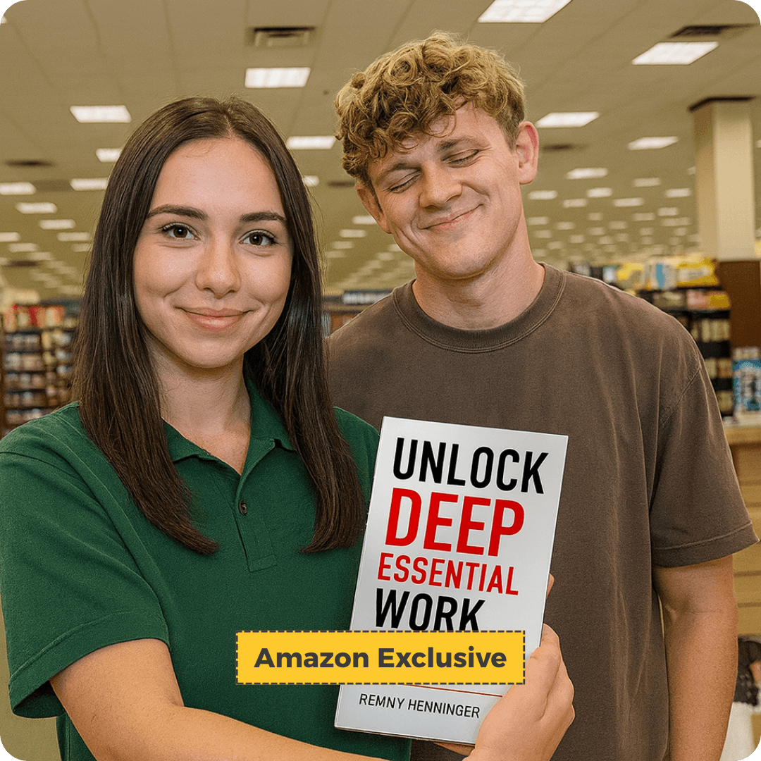 Young Couple buying Unlock Deep Essential Work Paperback Version