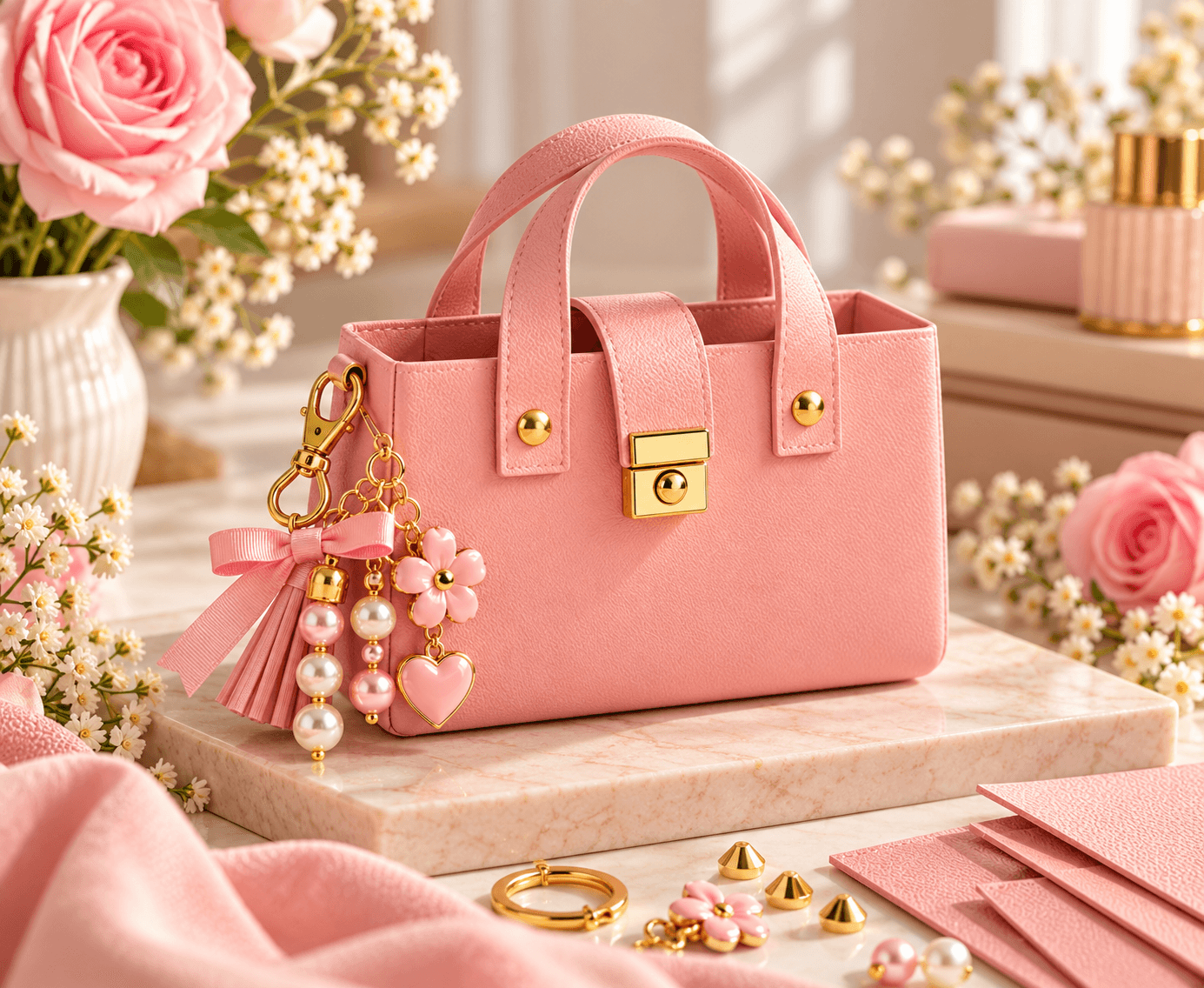 Powder Pink Mini Bag Charm
