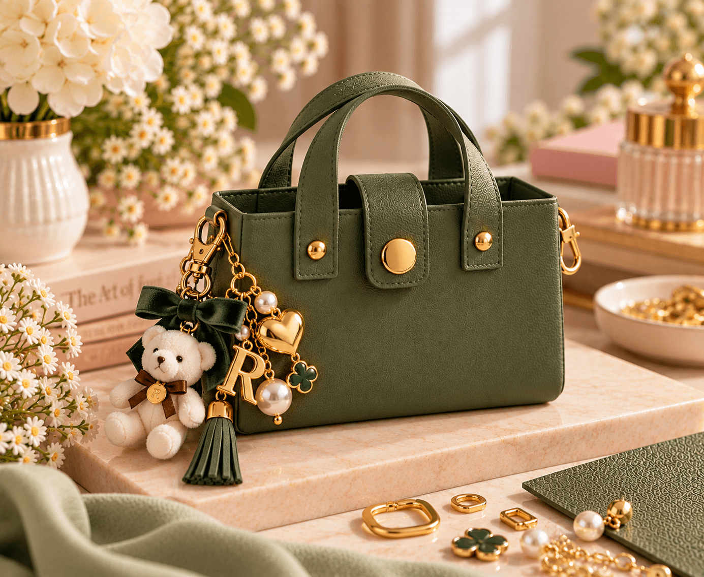 Forest Green Mini Bag Charm