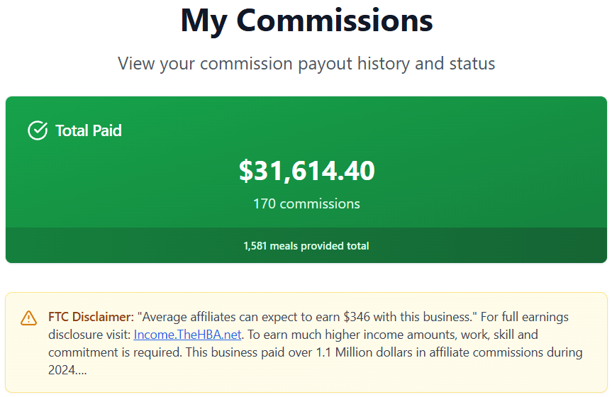 the home business academy affiliate program income proof