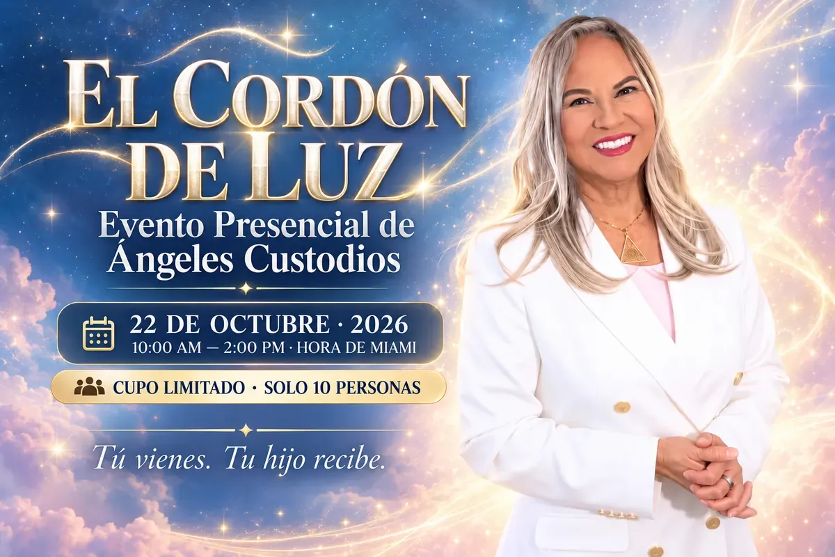 Invitación a El Cordón de Luz, evento presencial de Ángeles Custodios con Ingrith Schaill el 22 de octubre de 2026