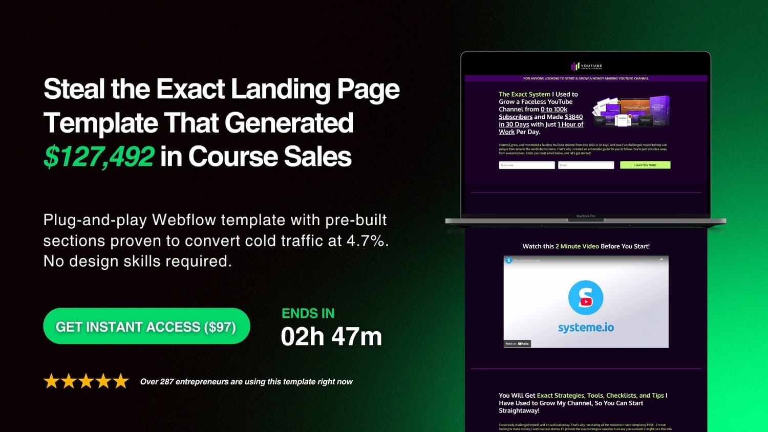Digital product launch landing page hero section