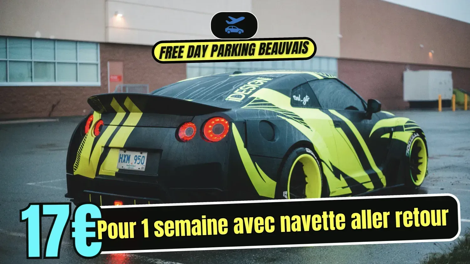 17€ pour 1 semaine de location de parking avec navette aller retour chez FreeDayparkingBeauvais au départ de l'aéroport de Beauvais tillé