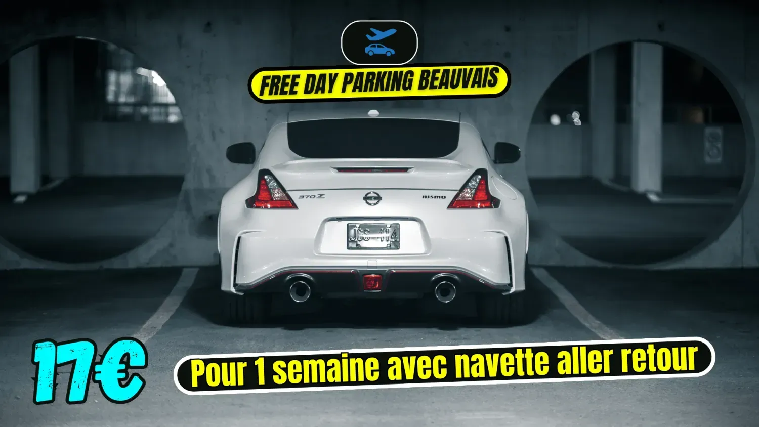 17€ pour 1 semaine de location de parking avec navette aller retour chez FreeDayparkingBeauvais au départ de l'aéroport de Beauvais tillé
