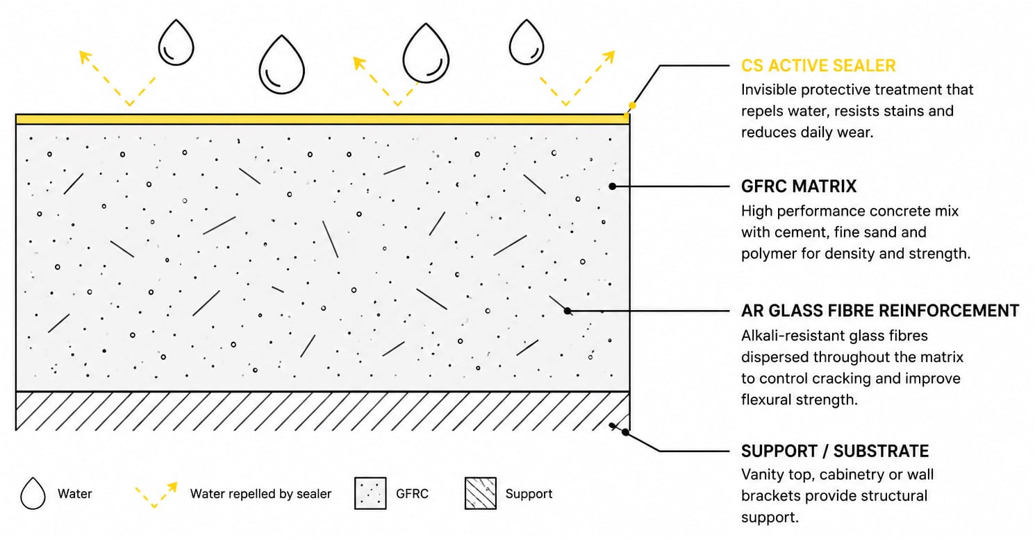 Diagram showing how concrete sealer works