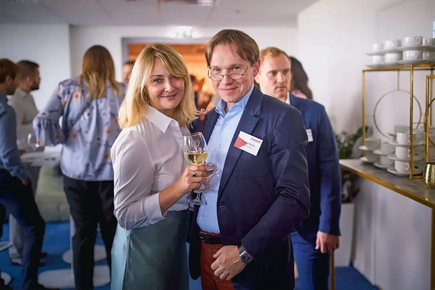 Guests networking at a luxury business reception
