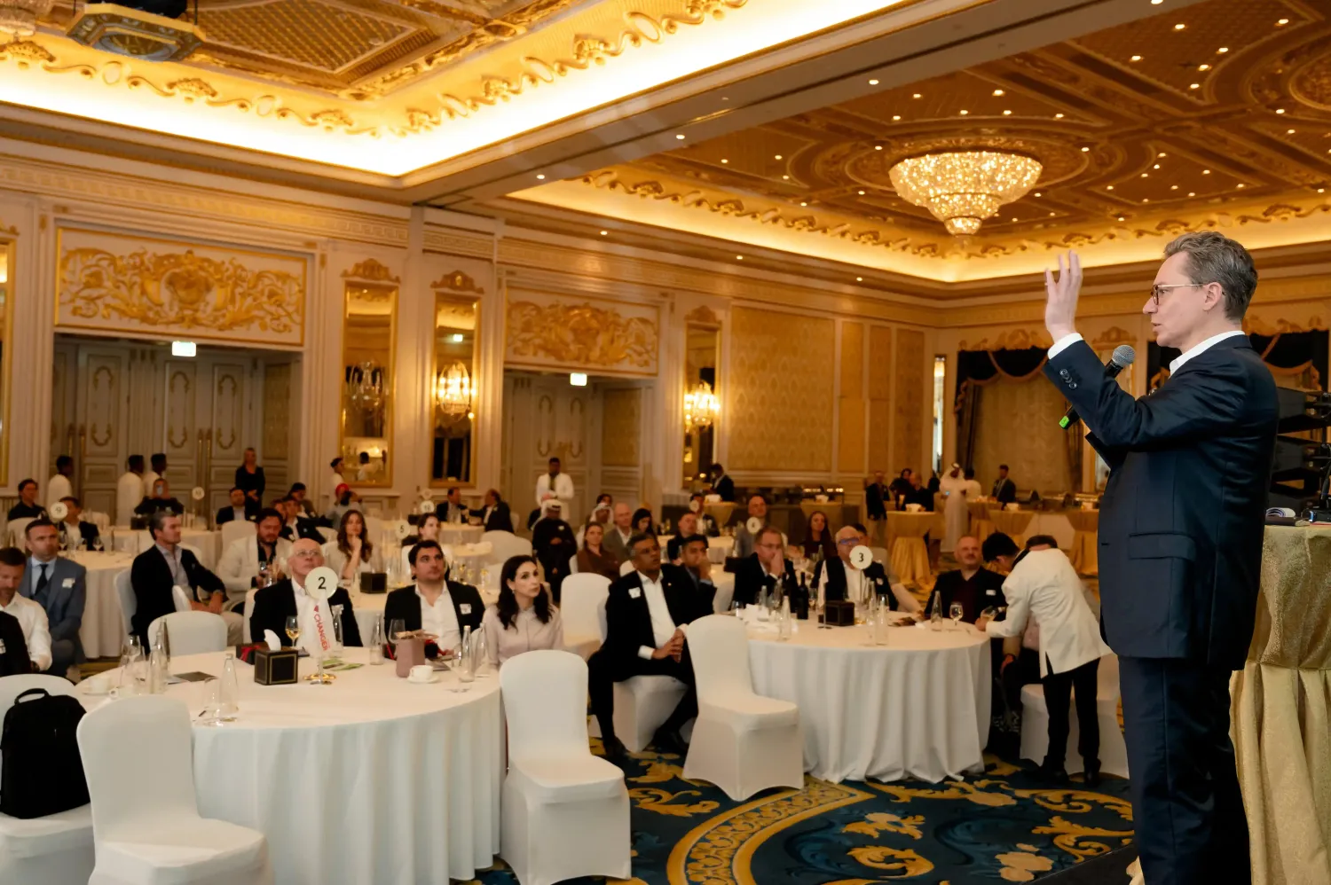 Speaker addressing guests