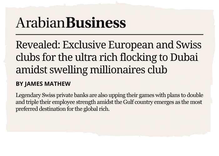 Arabian Business feature on European and Swiss clubs in Dubai