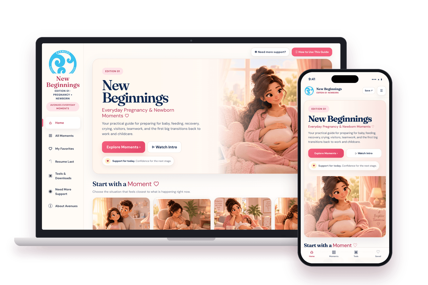 New Beginnings edition on laptop and phone