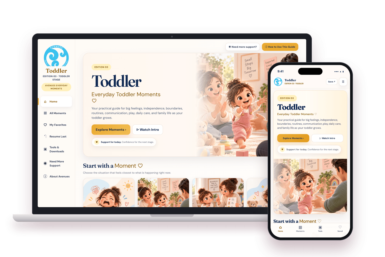 Toddler edition on laptop and phone