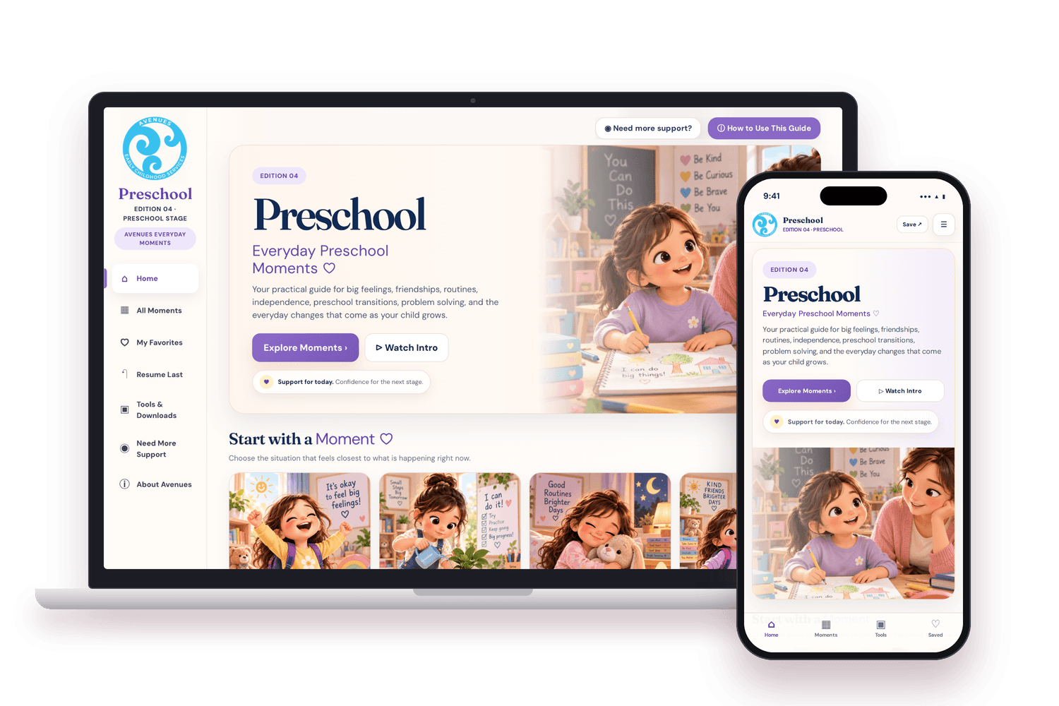 Preschool edition on laptop and phone