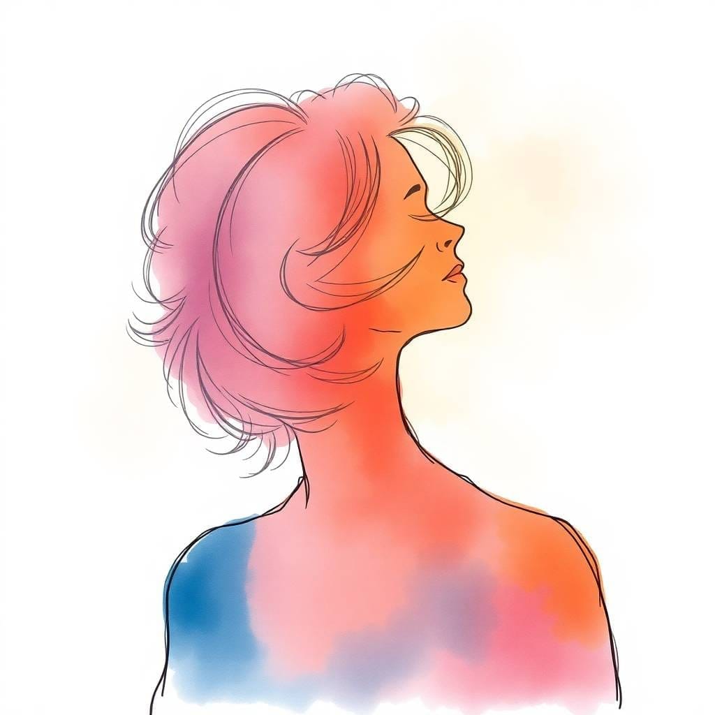 Abstract pastel image symbolising imagination and creative awakening — a feminine silhouette surrounded by flowing light.