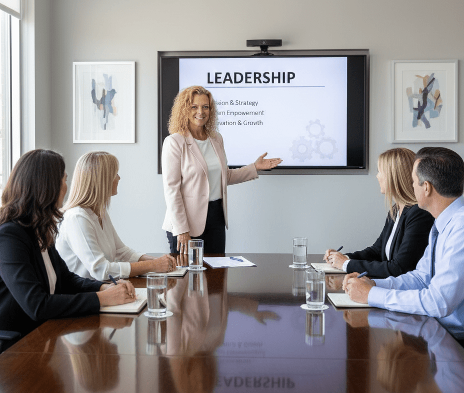 Leadership strategist guiding managers through confidence and communication training.