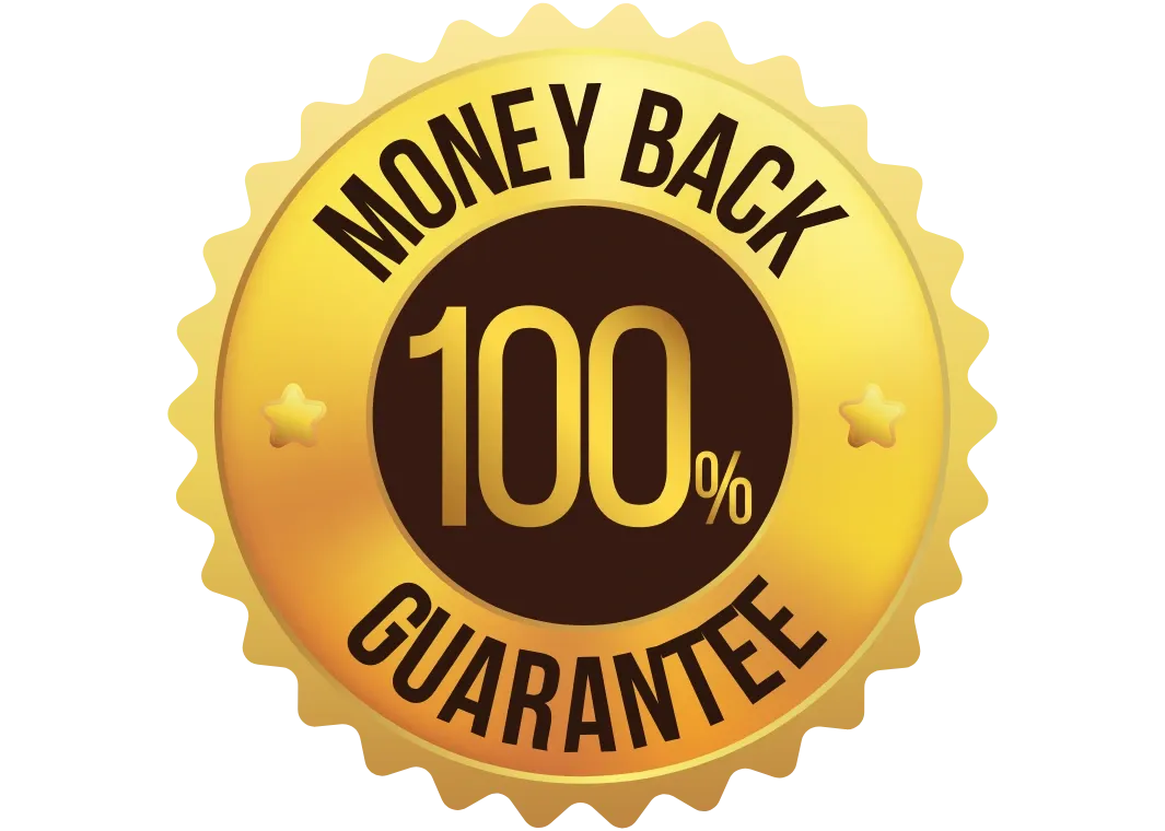 100% money back guarantee gold logo