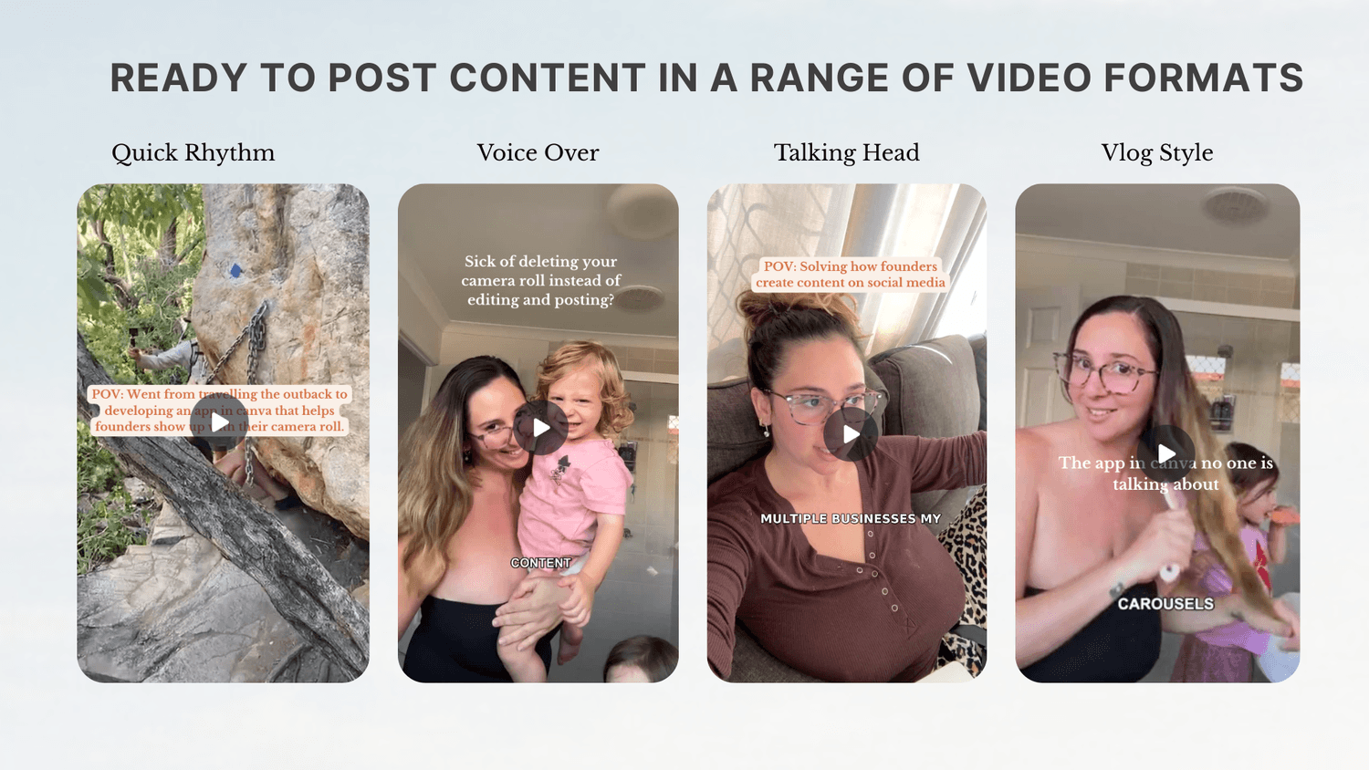 Photos of examples of CULO in Canva's output of social media posts